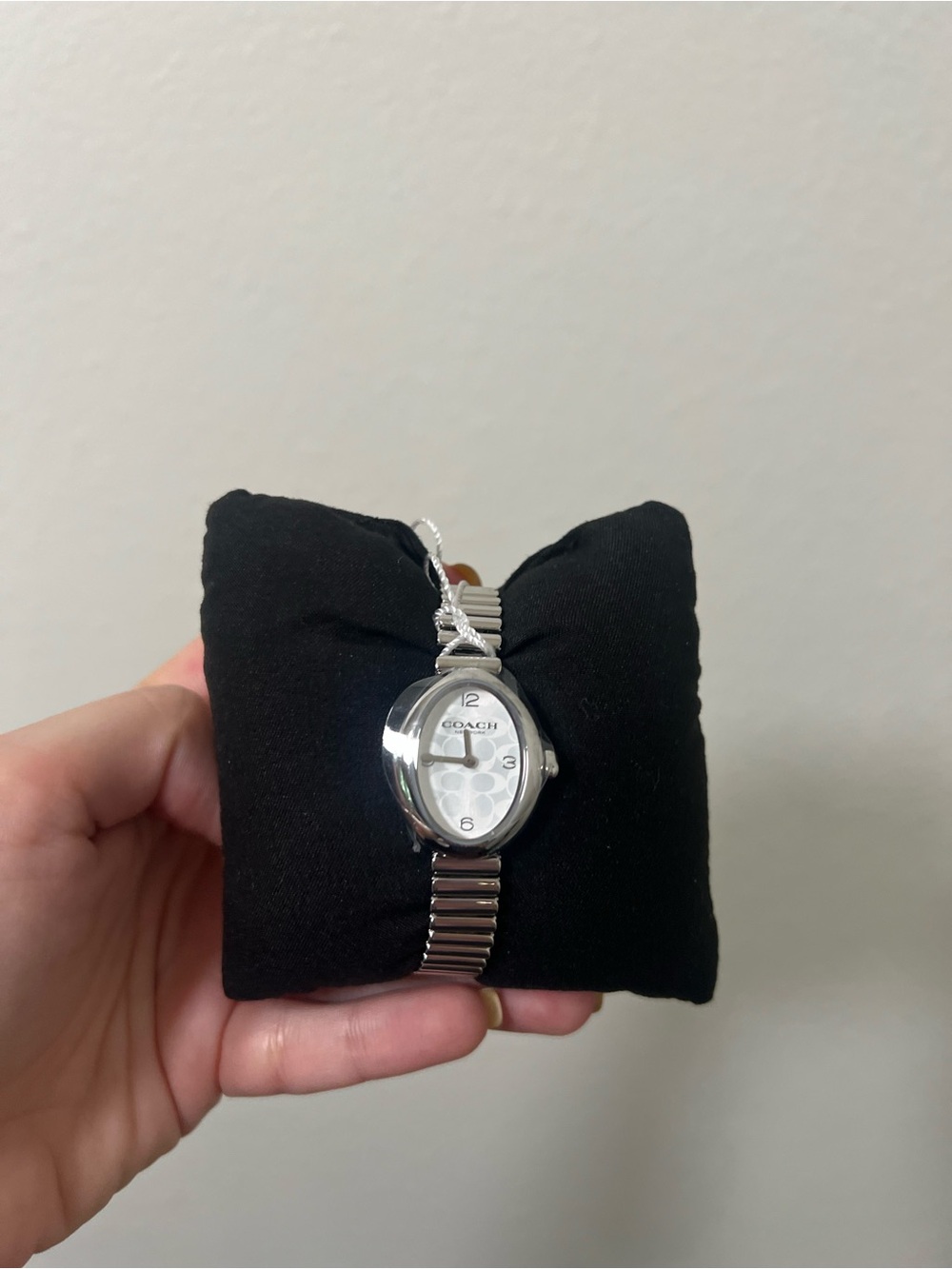 Coach Silver-Tone Oval Women's Watch with White Dial